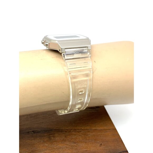 Casio Watch F91W Quartz Digital Silver Clear Resin Sport 33mm Stopwatch Alarm - Picture 13 of 15